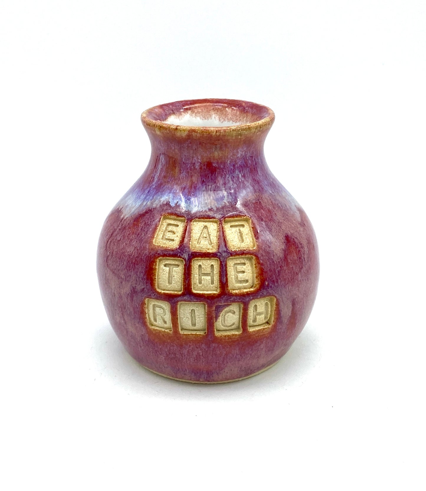 'Eat the rich' bud vase in vibrant pinks