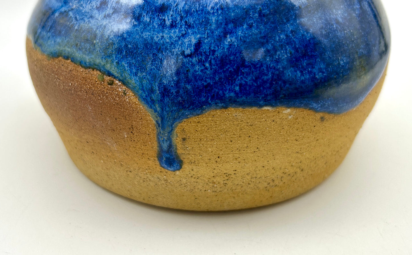 SECOND Vase in toasty clay and royal blue glazes