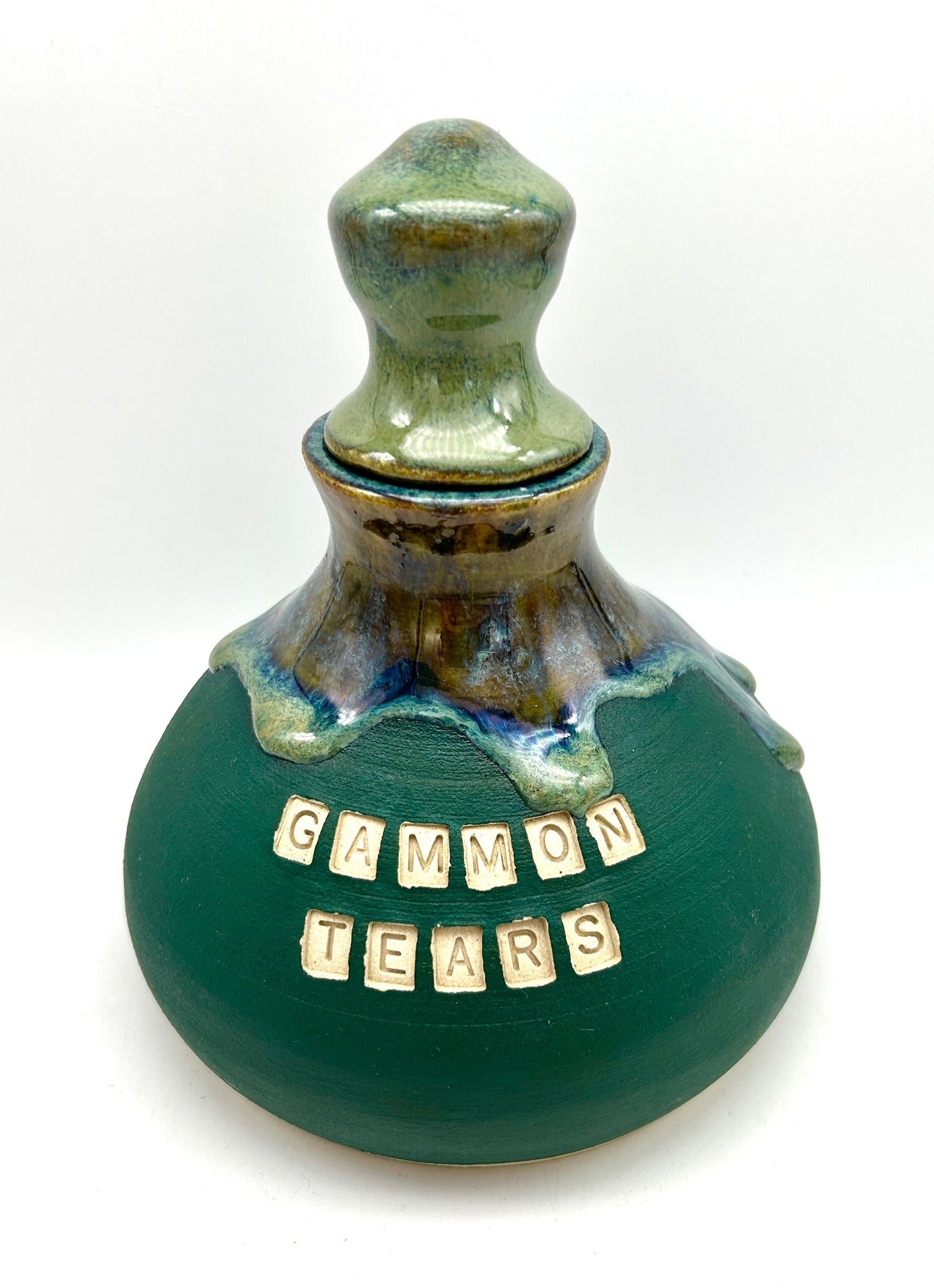 'Gammon tears' decanter in stunning drippy greens