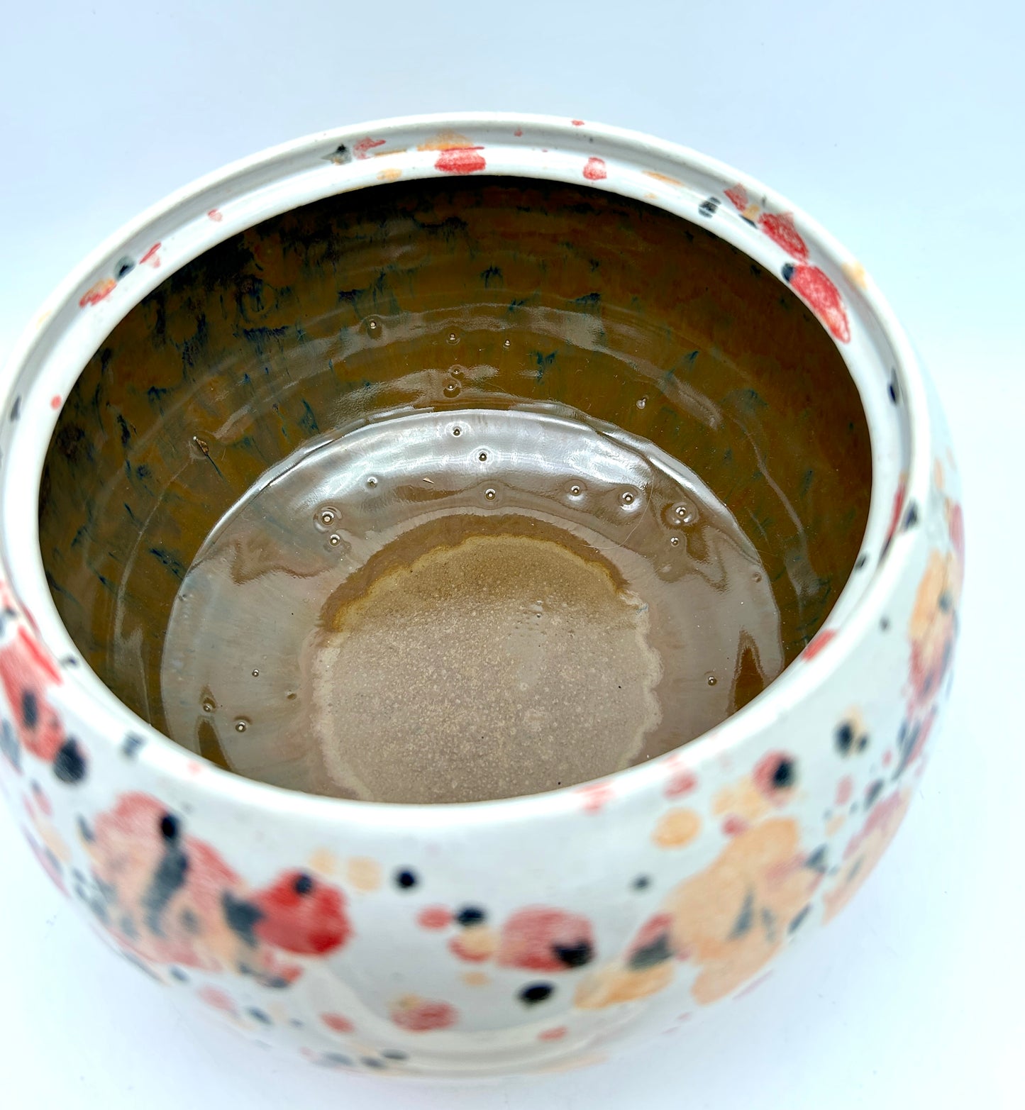 SECOND Fat lidded 'shrooms' pot in a fruity speckled glaze