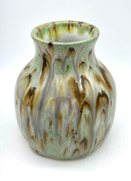 Vase in mixed greens and brown