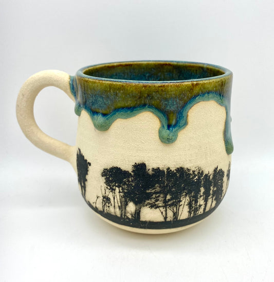 Trees mug in gorgeous greens