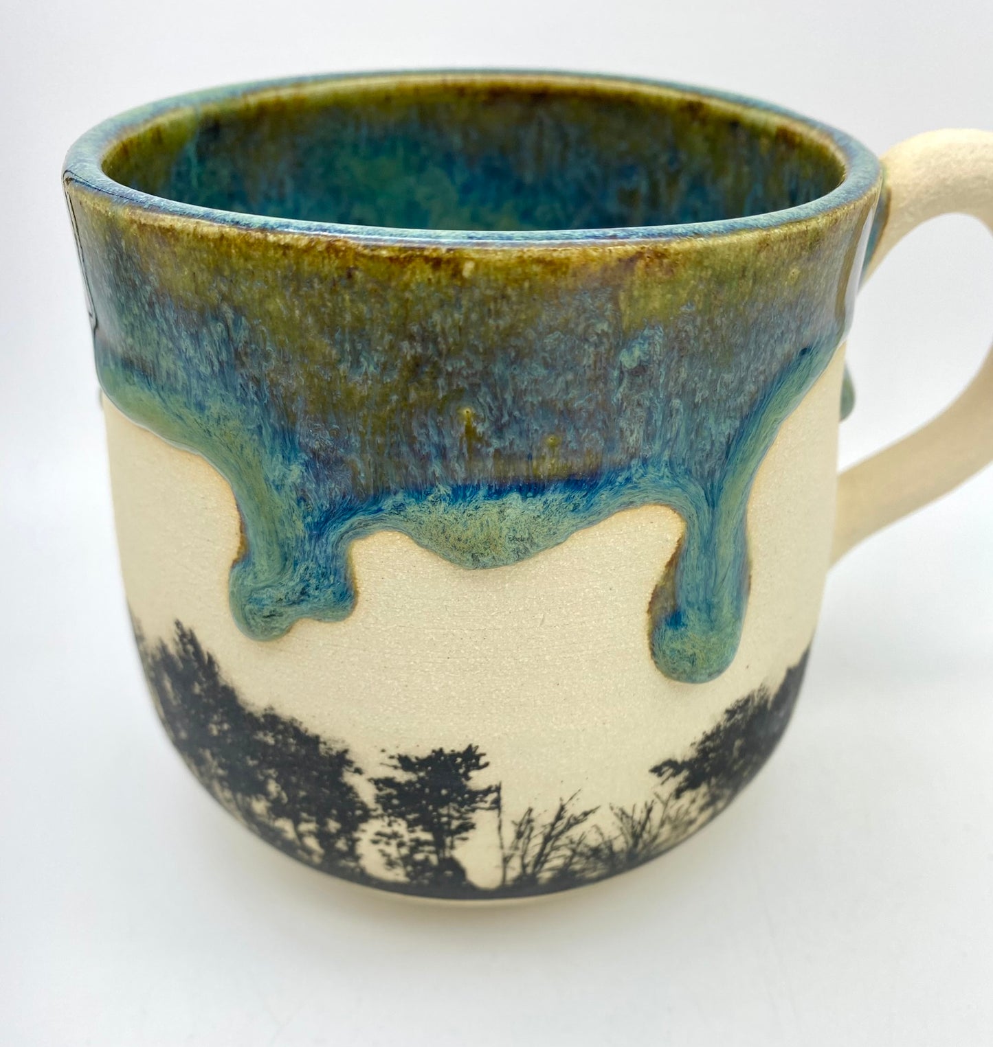 Trees mug in gorgeous greens