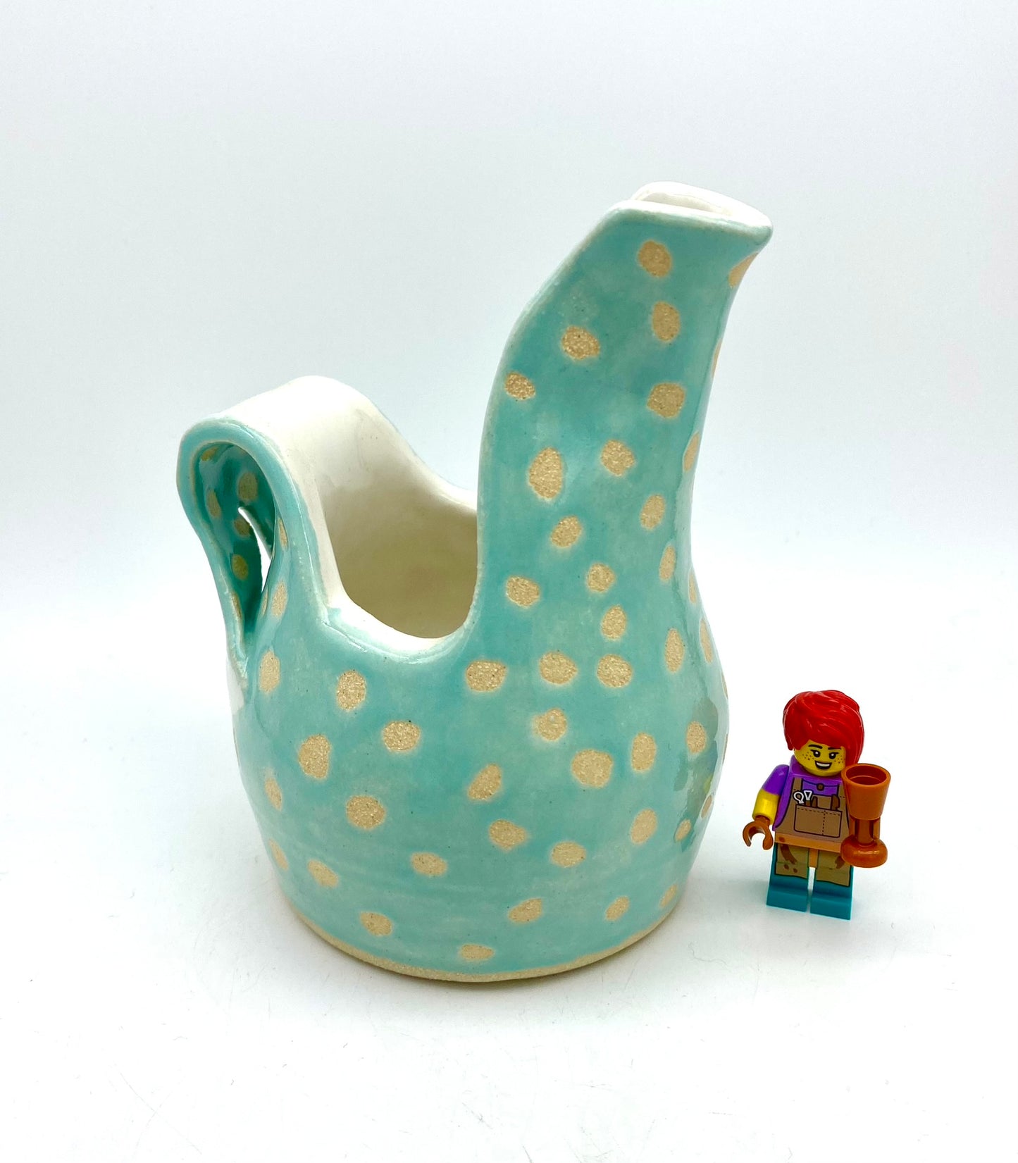 SECOND Polka dot chunky jug in turquoise