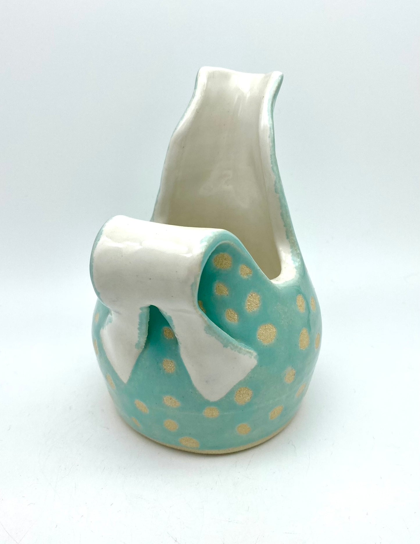 SECOND Polka dot chunky jug in turquoise