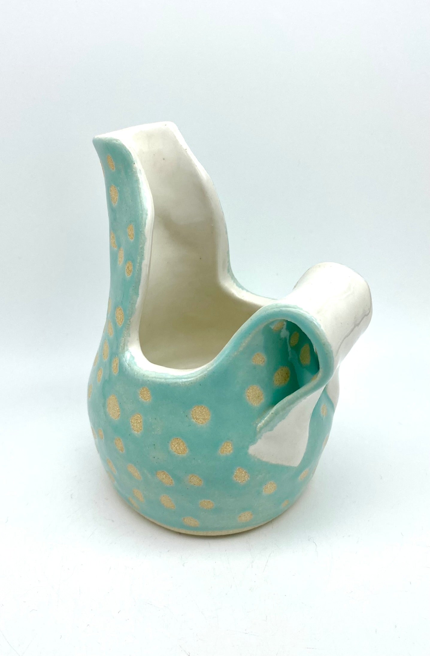 SECOND Polka dot chunky jug in turquoise