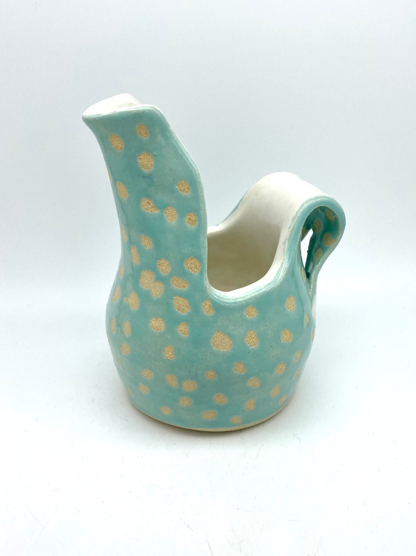 SECOND Polka dot chunky jug in turquoise