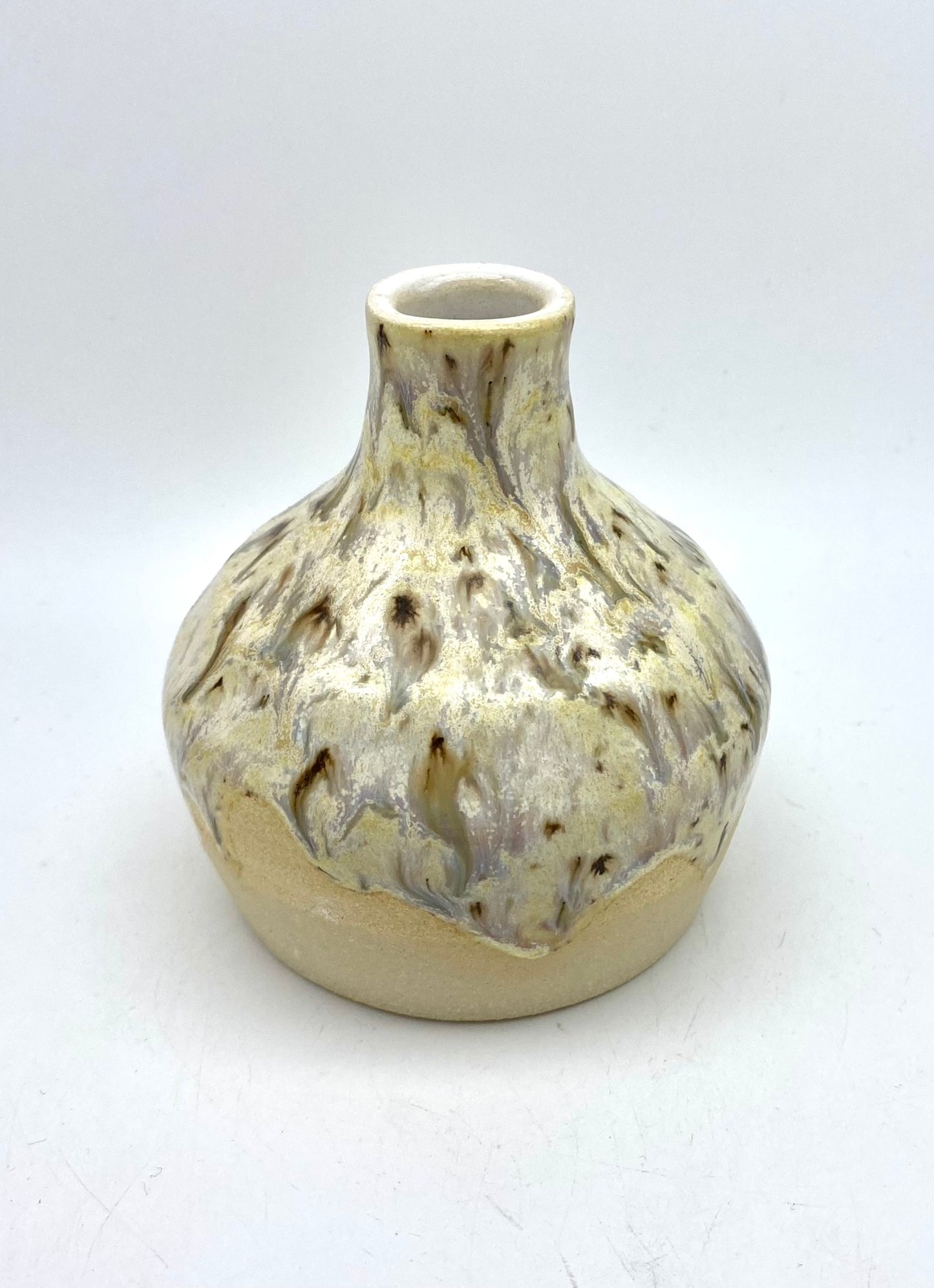 SECOND (barely) Sweet bud vase in creamy flecked glazes