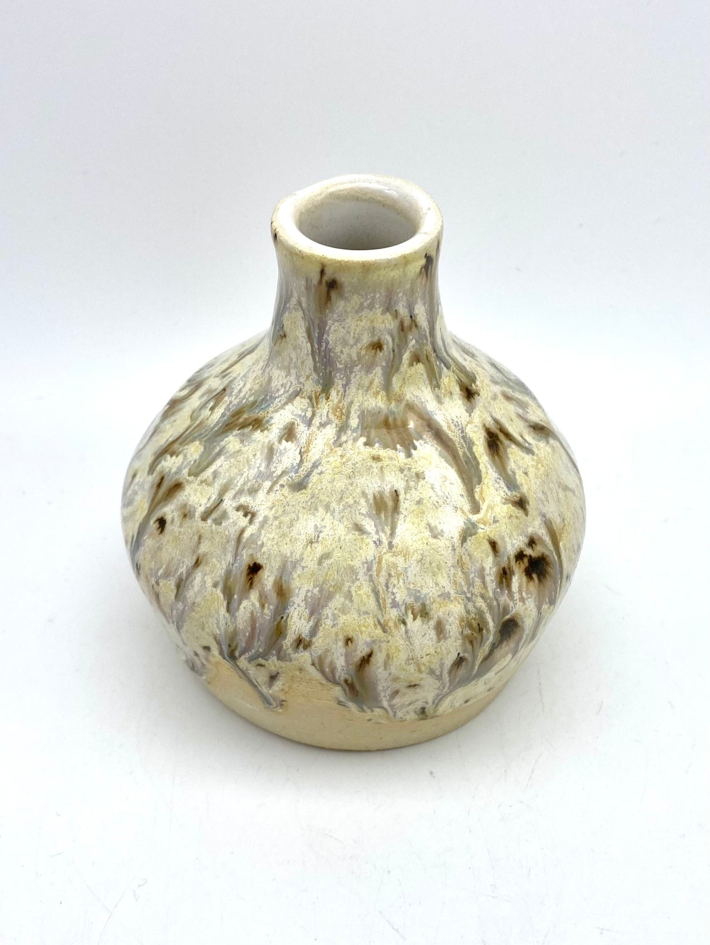 SECOND (barely) Sweet bud vase in creamy flecked glazes