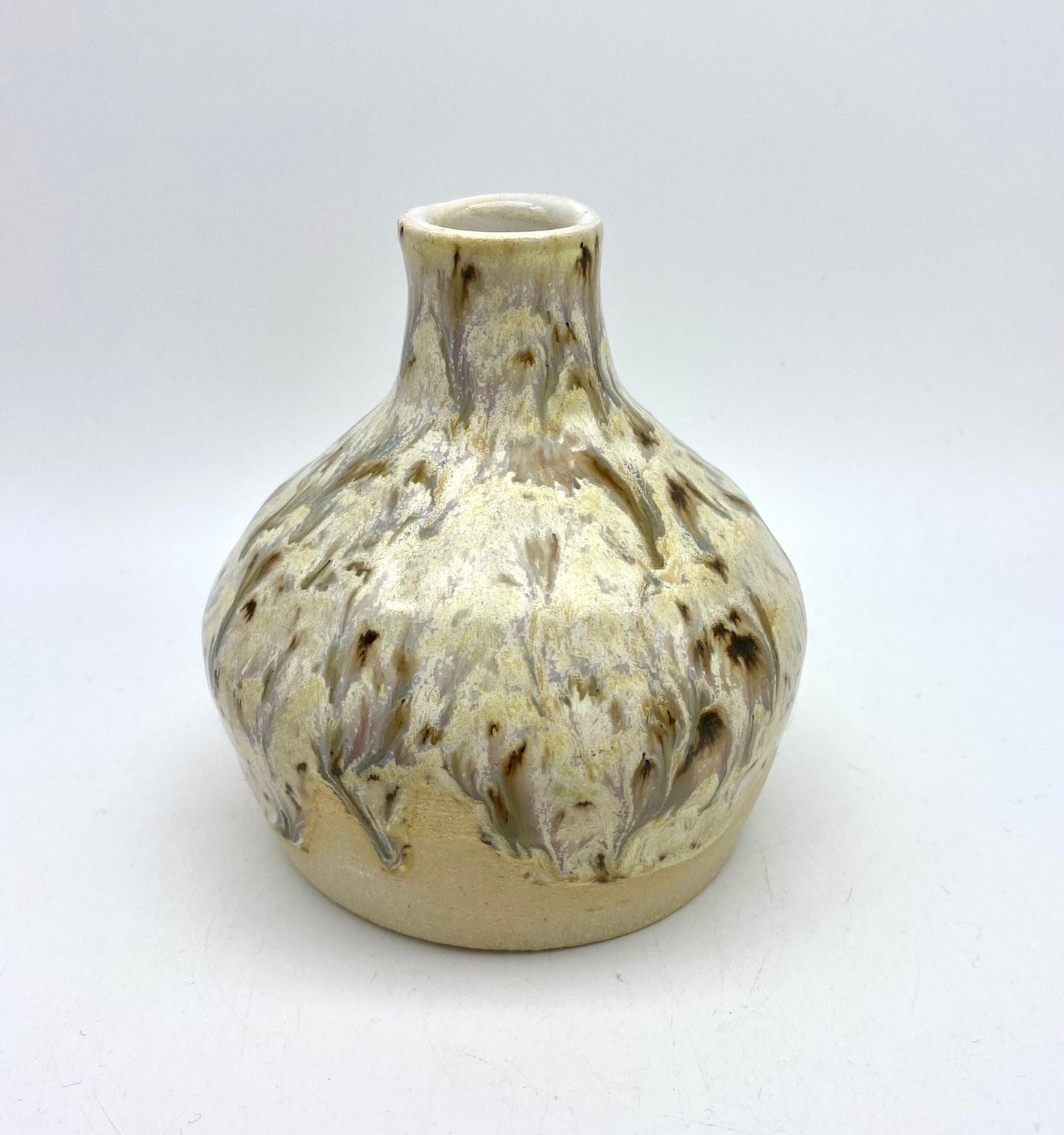 SECOND (barely) Sweet bud vase in creamy flecked glazes