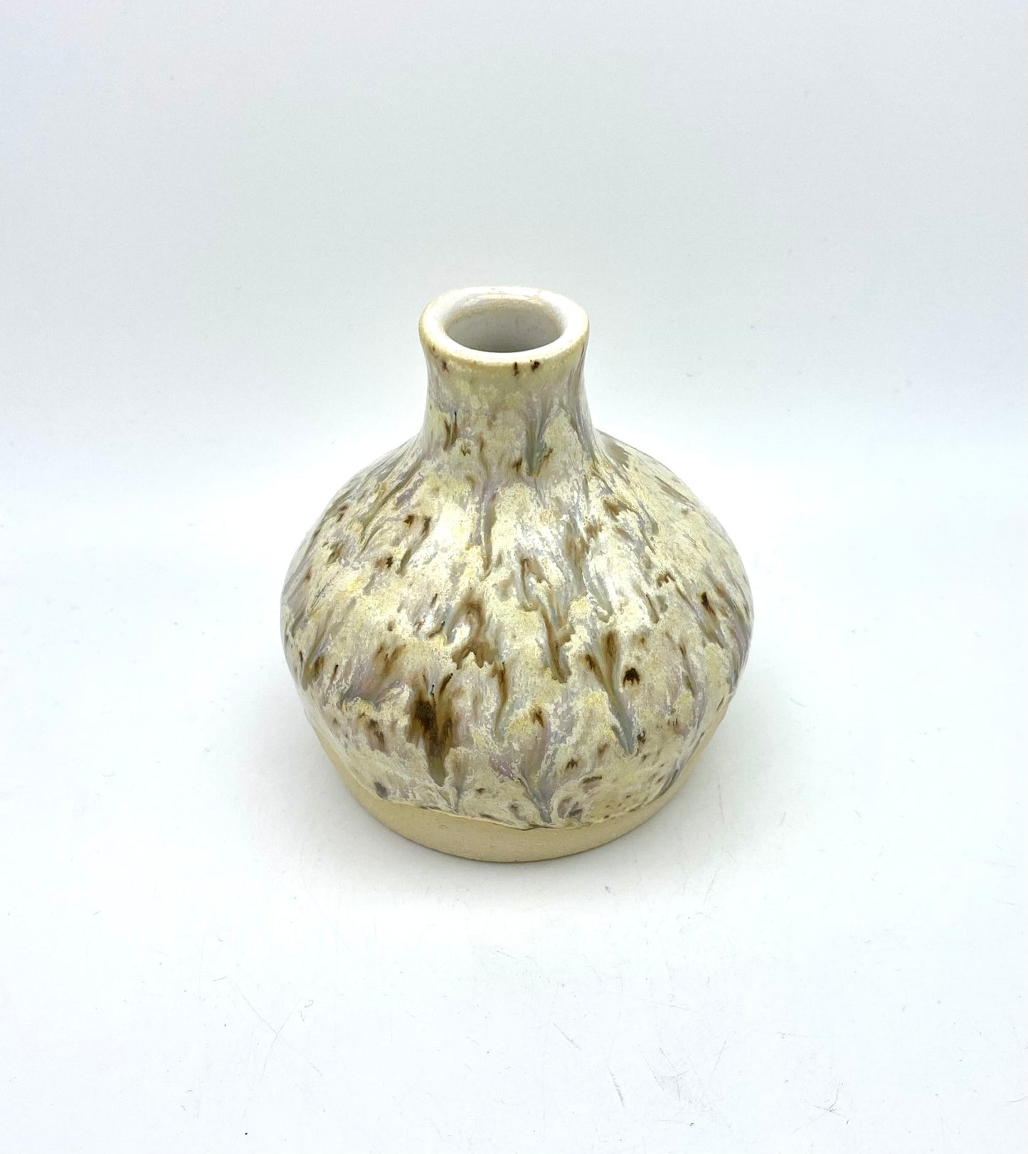 SECOND (barely) Sweet bud vase in creamy flecked glazes