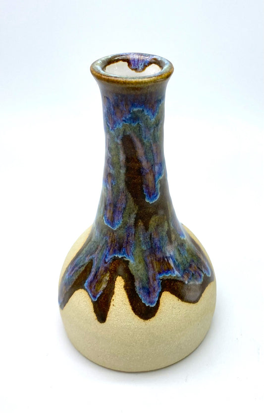 Bud vase with dramatic flowing glazes