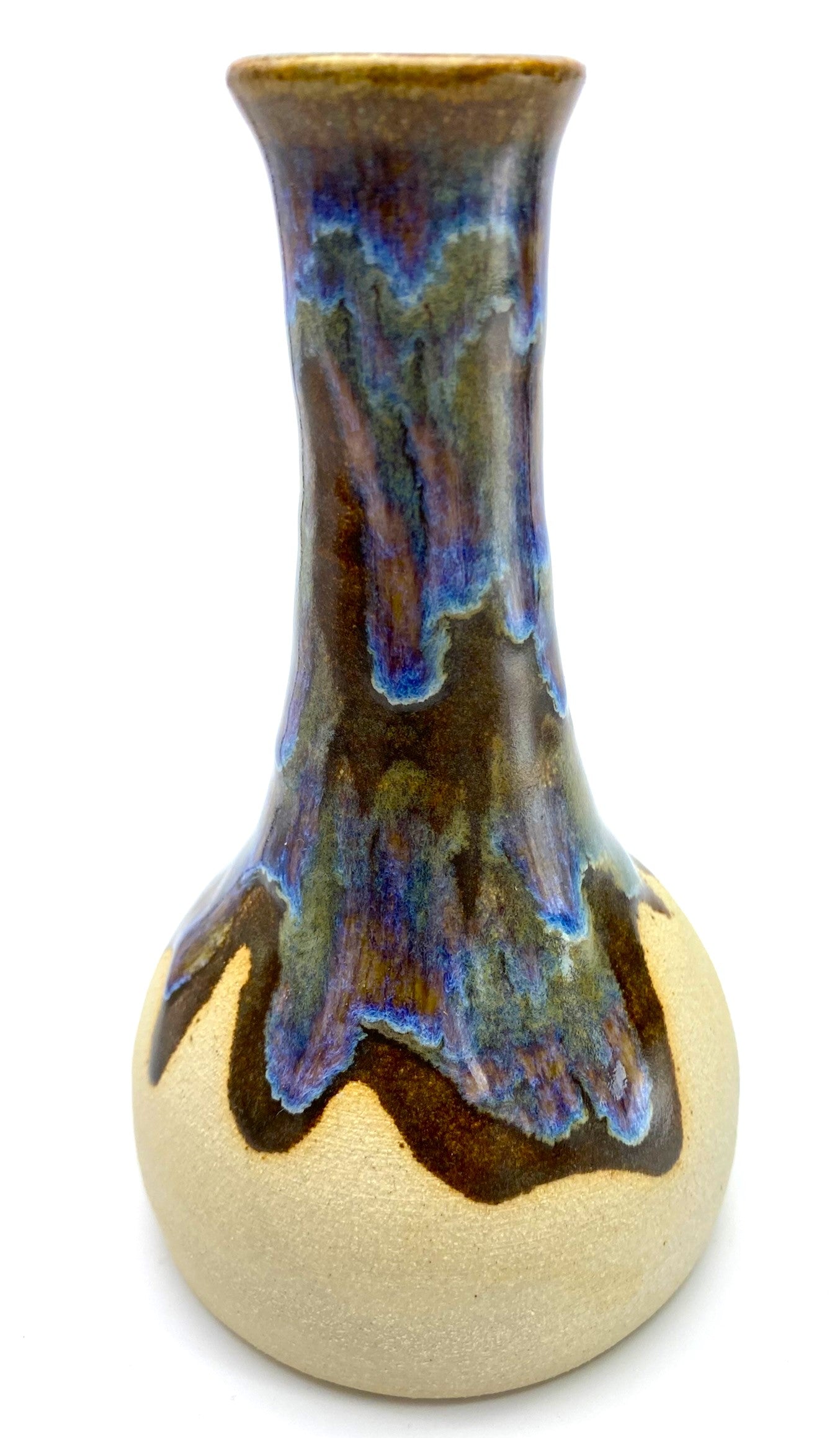 Bud vase with dramatic flowing glazes