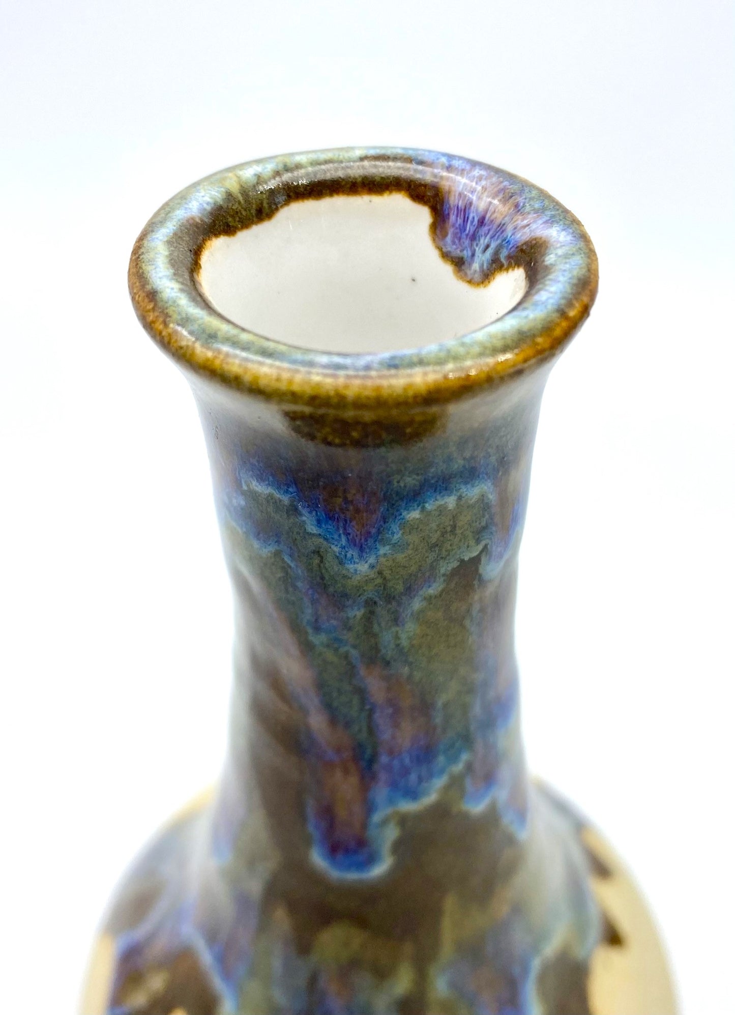 Bud vase with dramatic flowing glazes