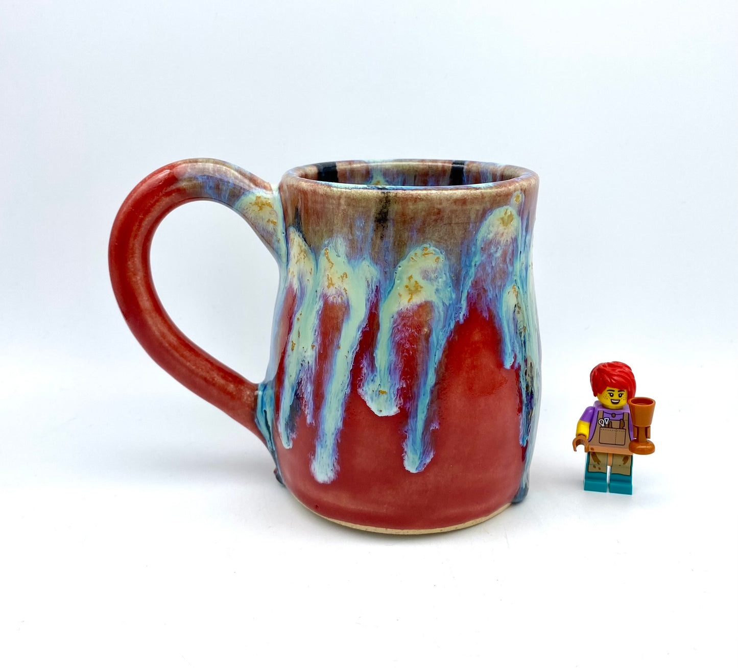 SECOND Mug in red with vibrant glaze drips