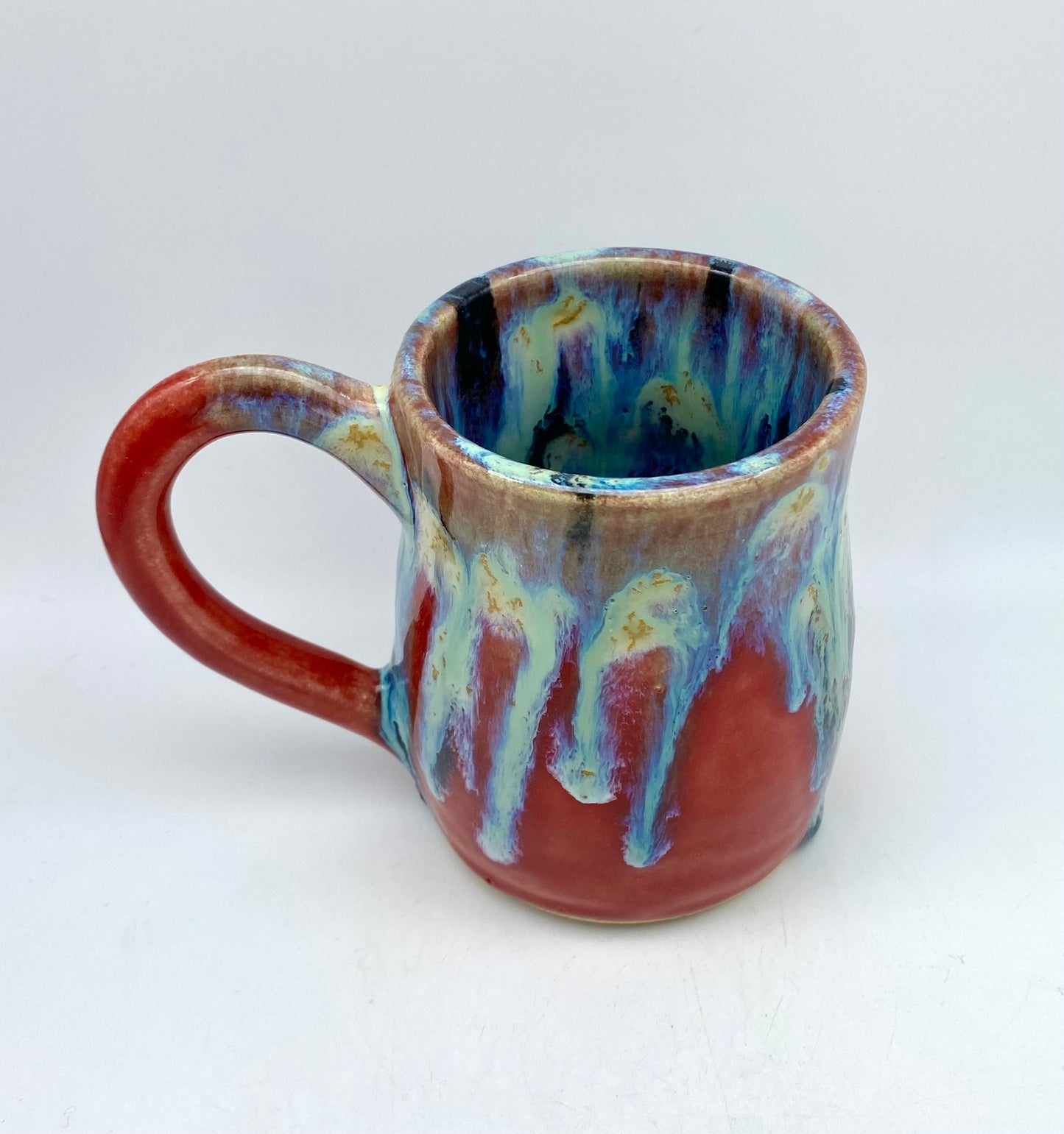 SECOND Mug in red with vibrant glaze drips