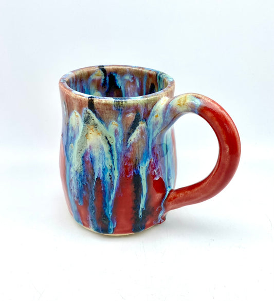 SECOND Mug in red with vibrant glaze drips