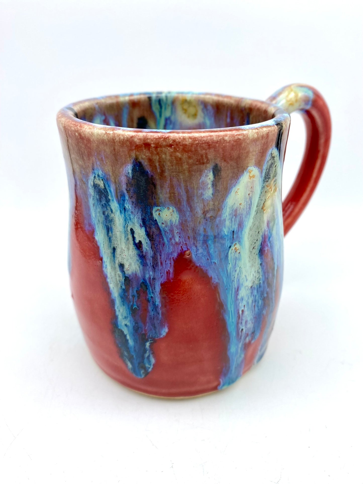 SECOND Mug in red with vibrant glaze drips