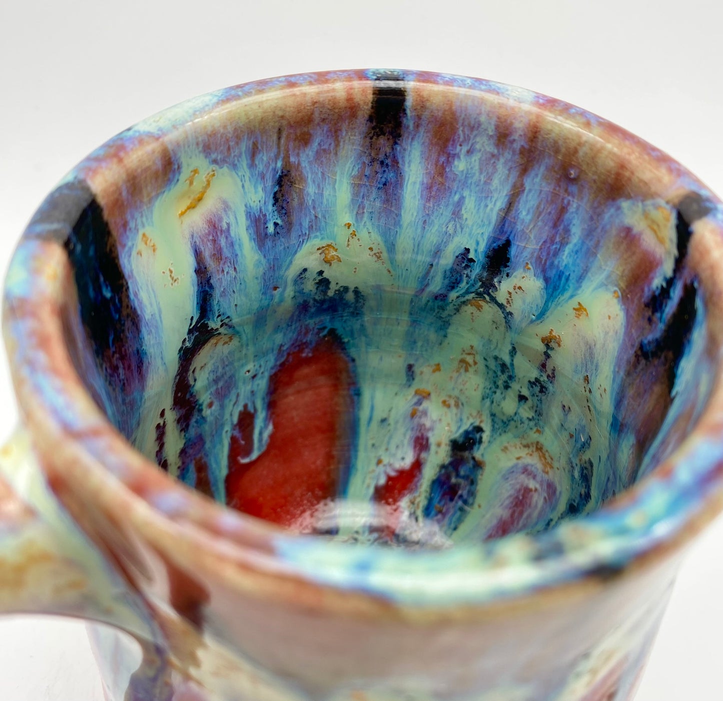 SECOND Mug in red with vibrant glaze drips