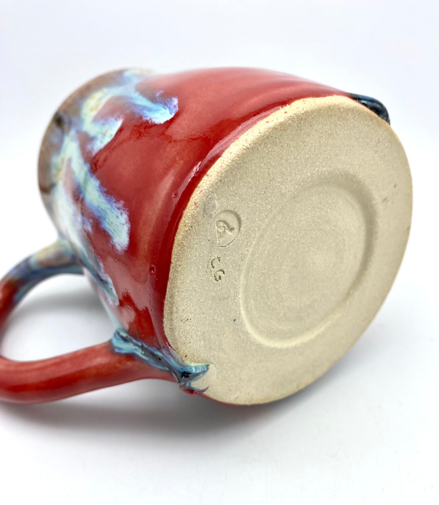 SECOND Mug in red with vibrant glaze drips