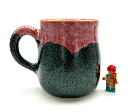 Big mug in pinks and glittery blacks