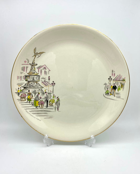 1950s dinner plate in the rare Alfred Meakin 'London Town' pattern