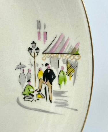 1950s dinner plate in the rare Alfred Meakin 'London Town' pattern