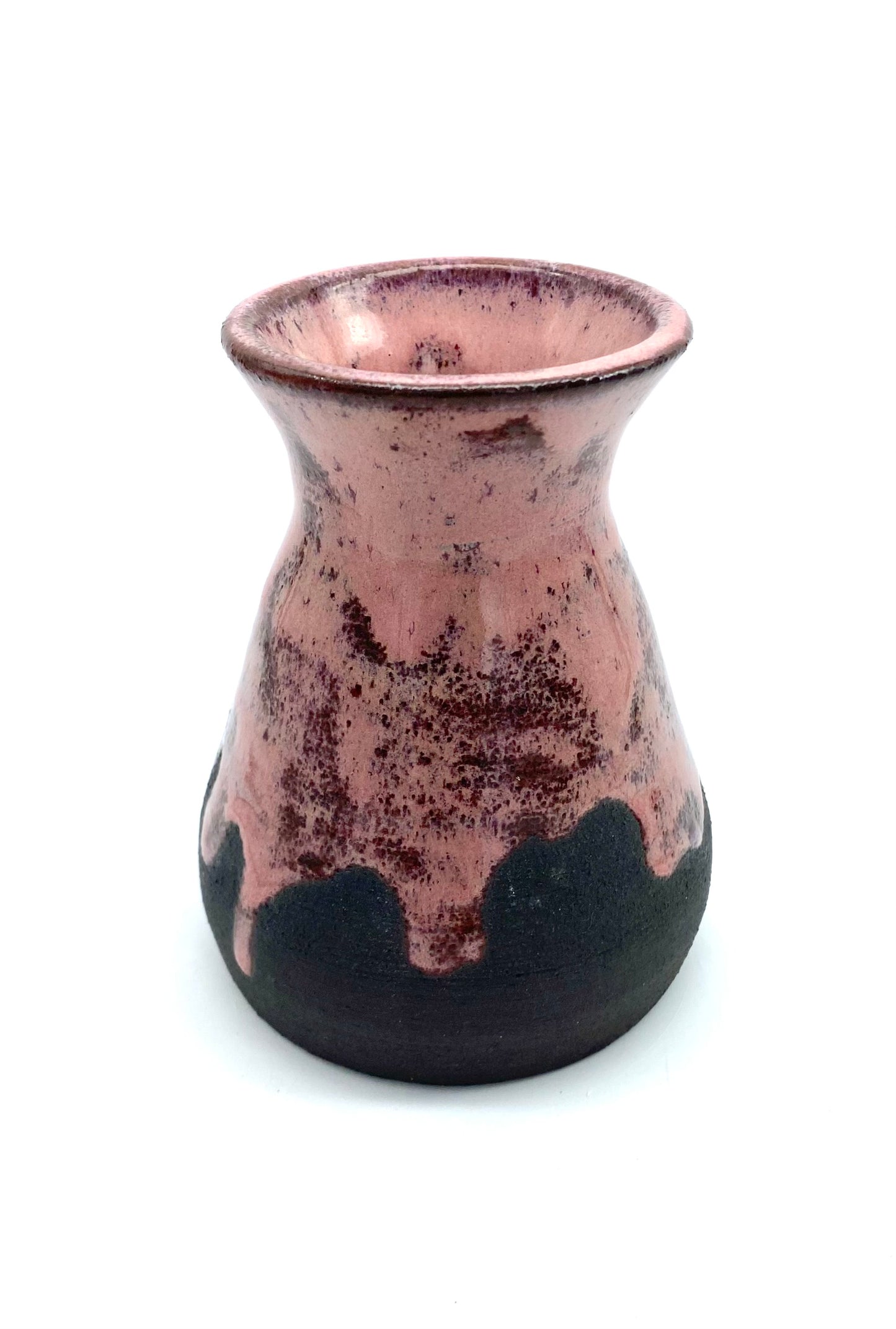 Vase in special black clay with pink glazes