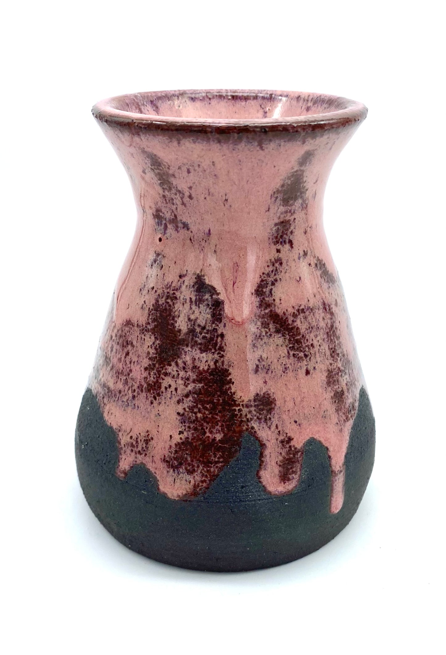 Vase in special black clay with pink glazes