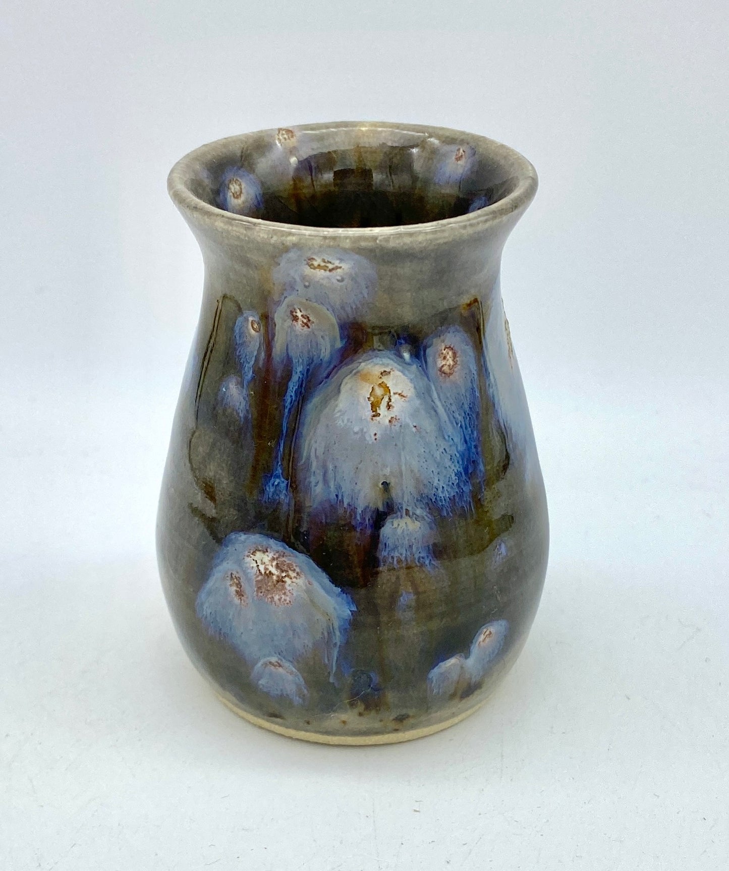 SECOND Tiny vase in blue-grey galaxy glazes