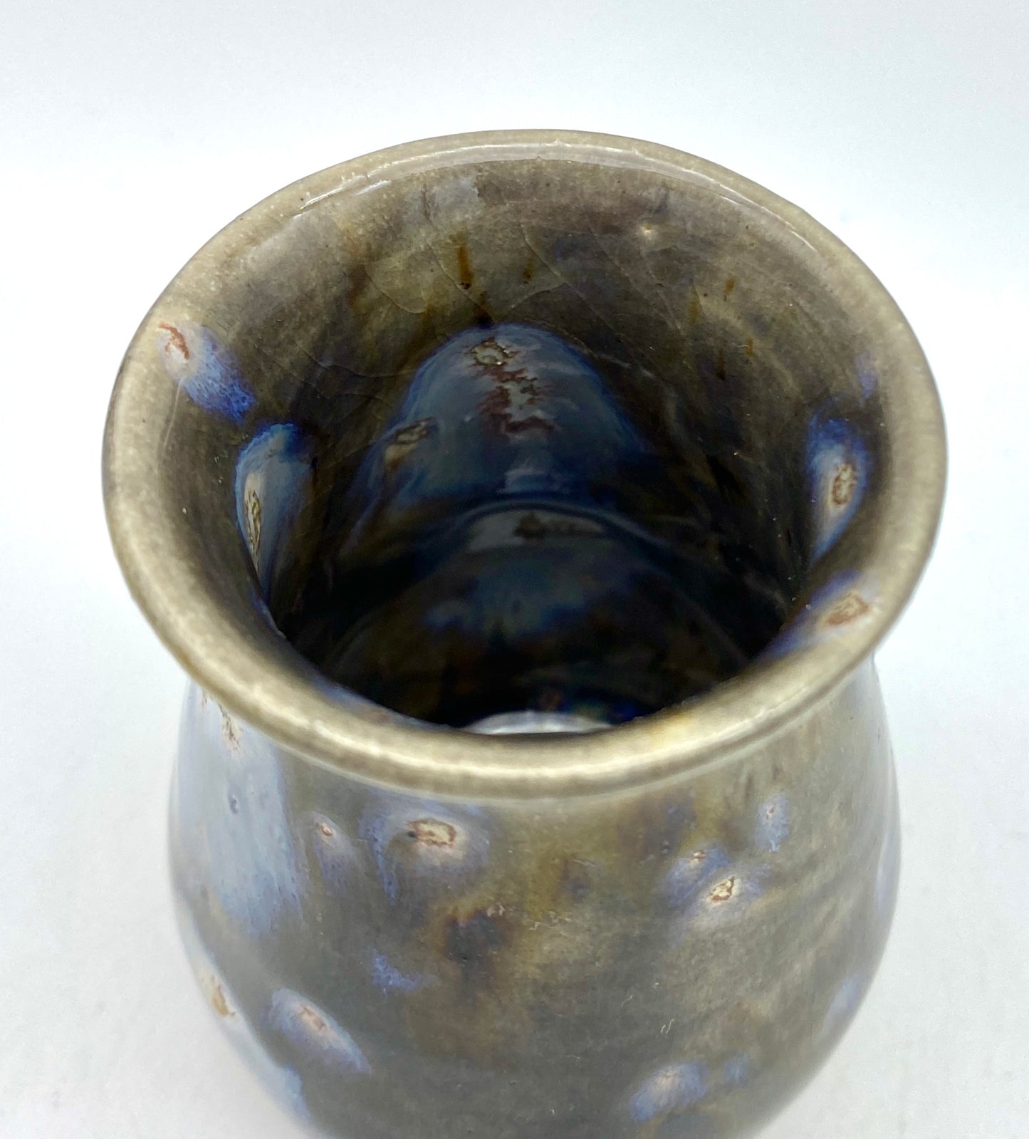 SECOND Tiny vase in blue-grey galaxy glazes