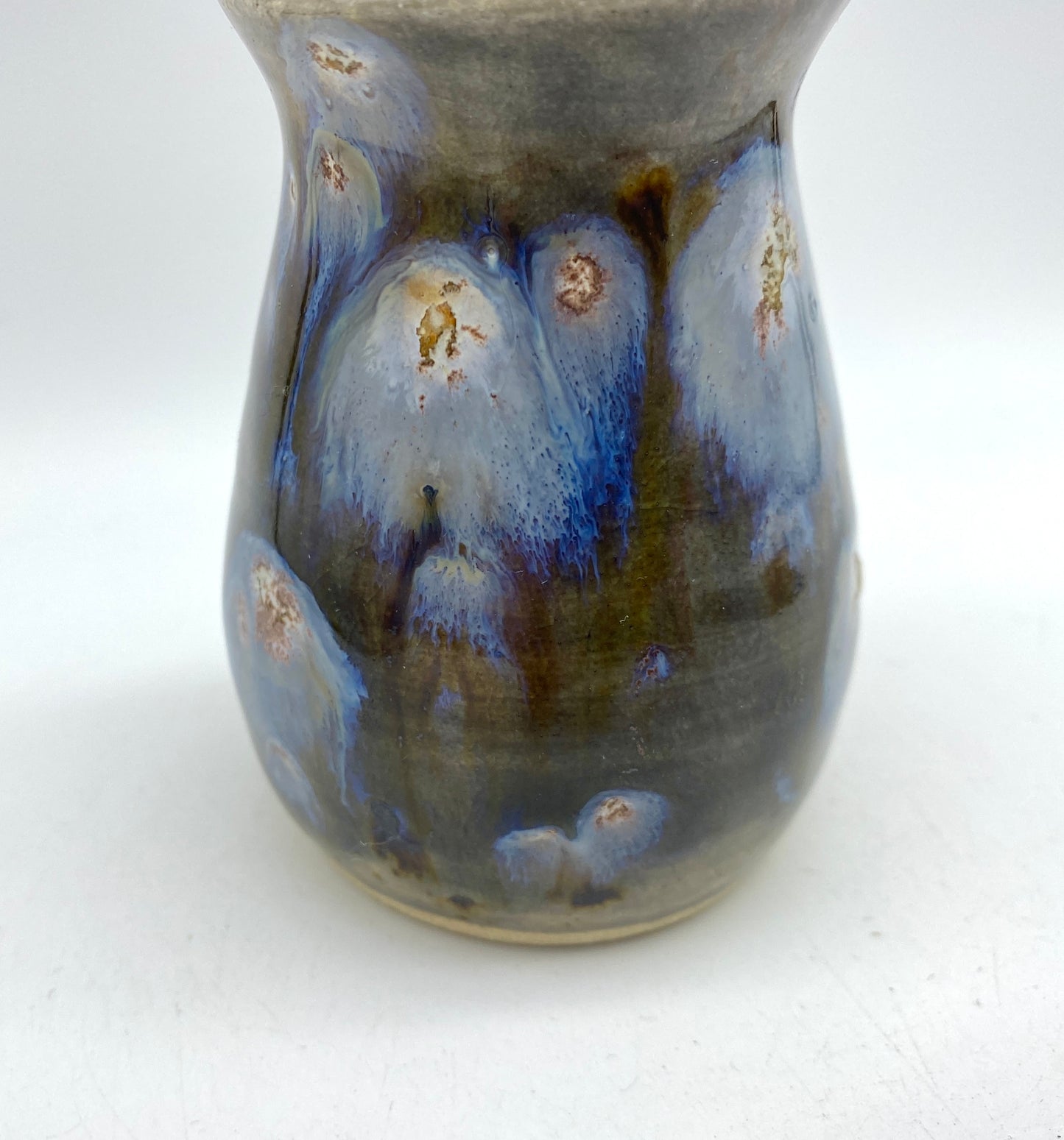 SECOND Tiny vase in blue-grey galaxy glazes