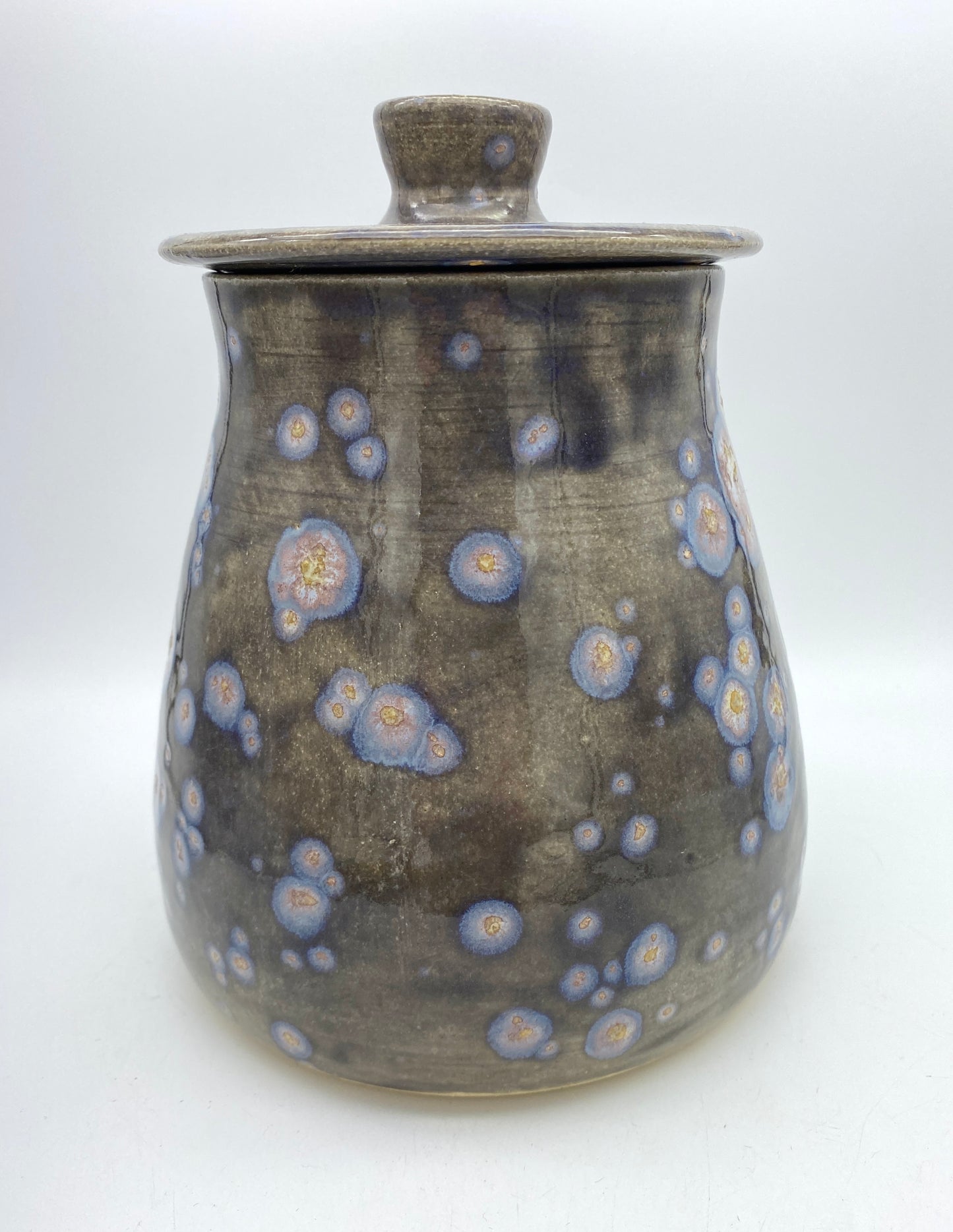 SECOND Large lidded pot in galaxy glazes