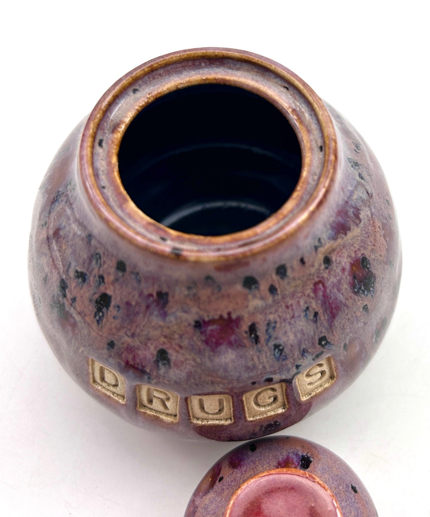 Cute lidded 'drugs' jar