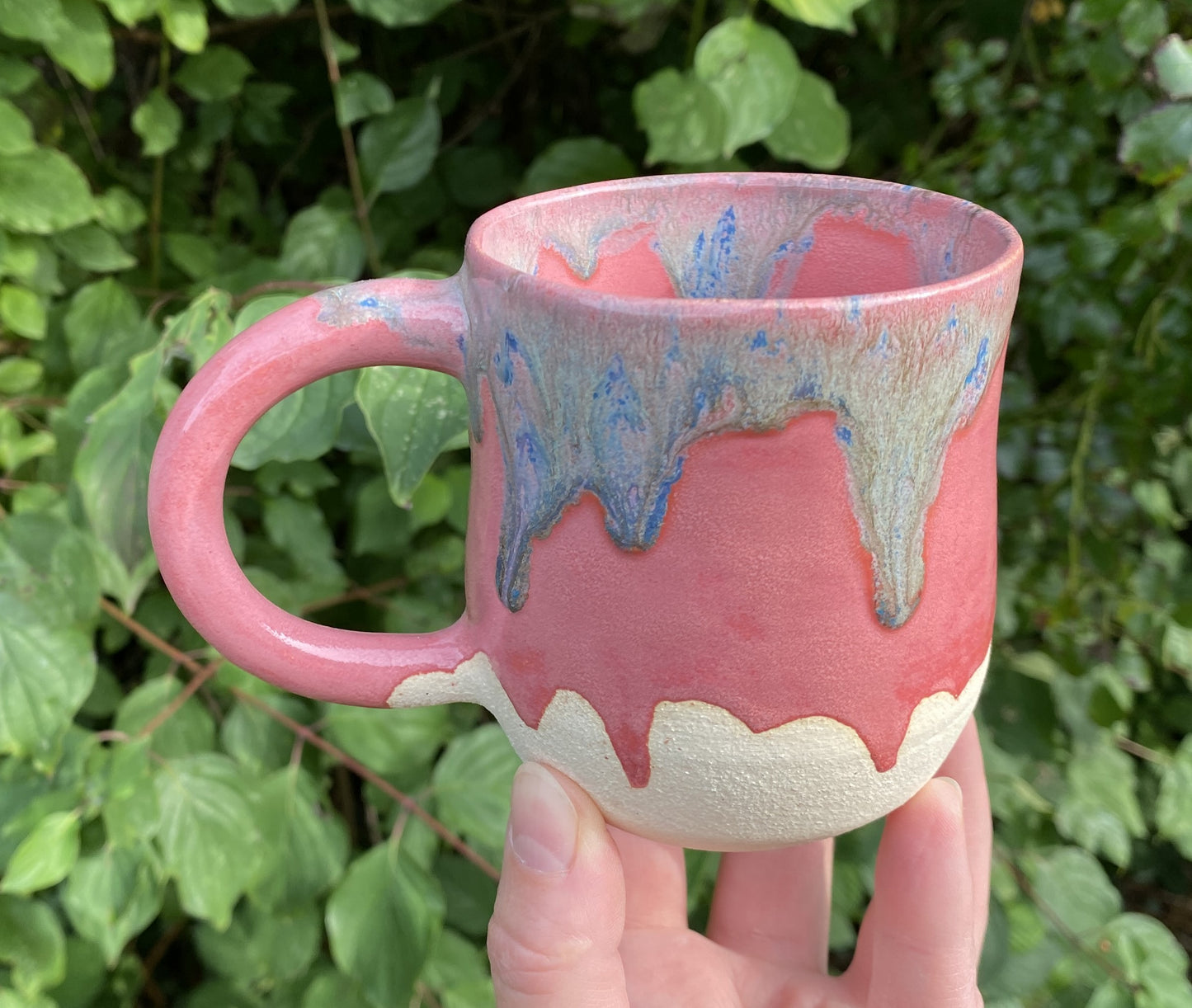 Coffee mug in vibrant pinks