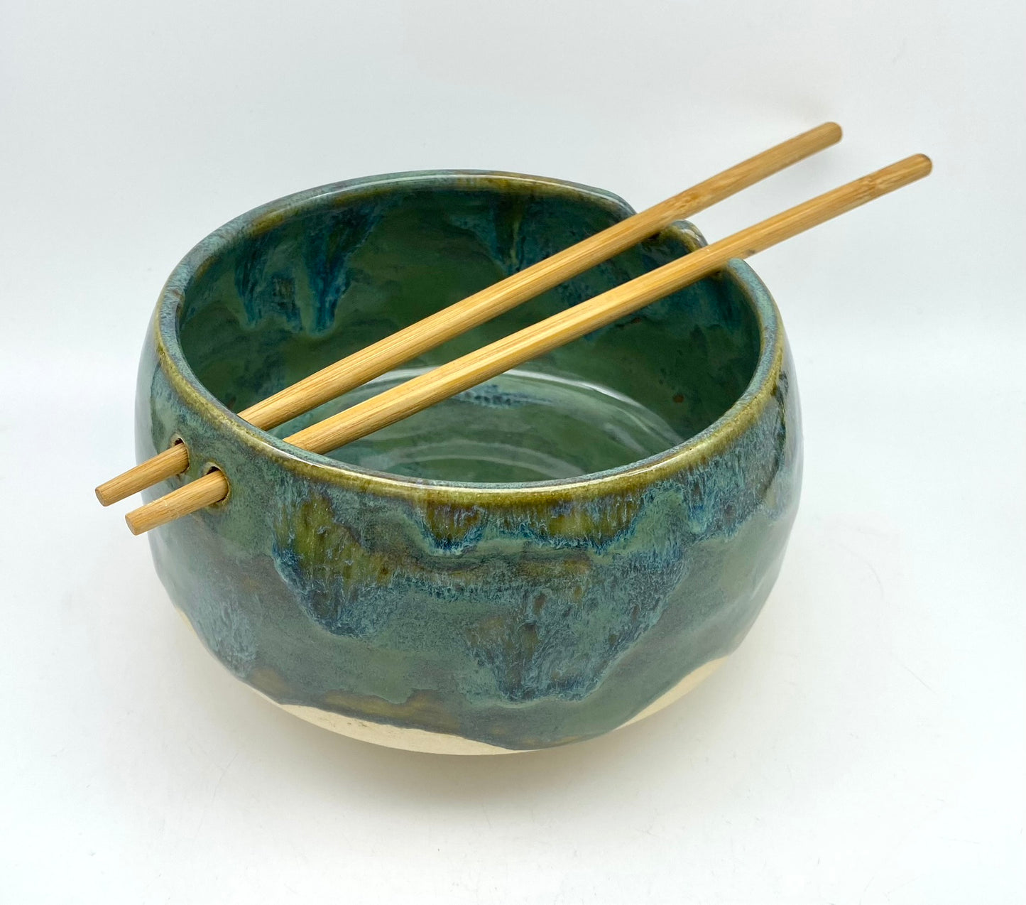 Chopstick bowl in rich dripping greens