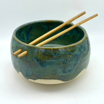 Chopstick bowl in rich dripping greens