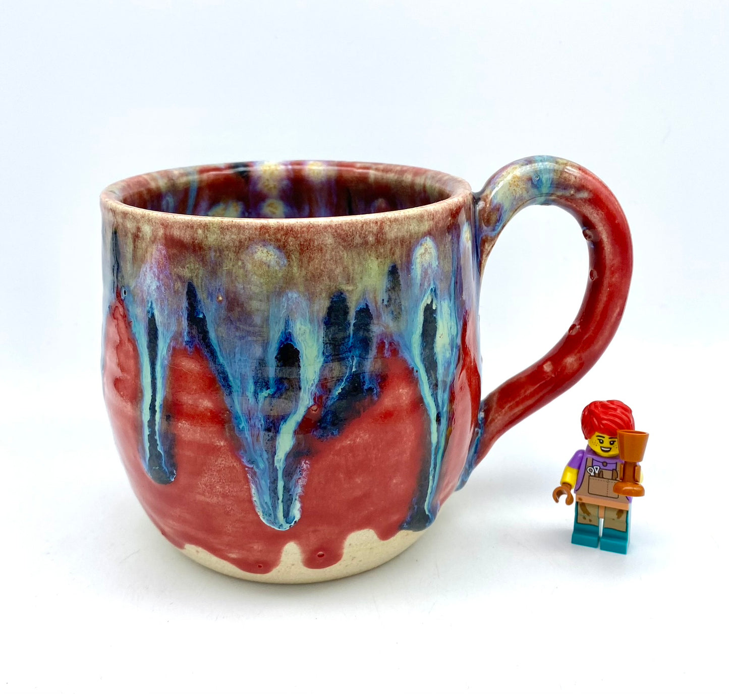 SECOND Mug in red with vibrant drips