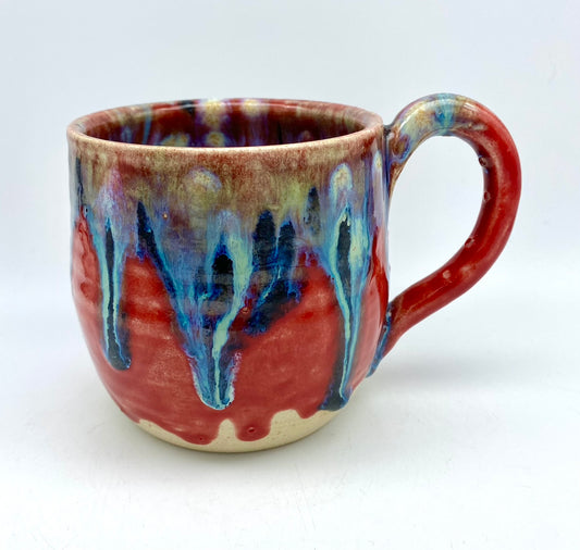 SECOND Mug in red with vibrant drips