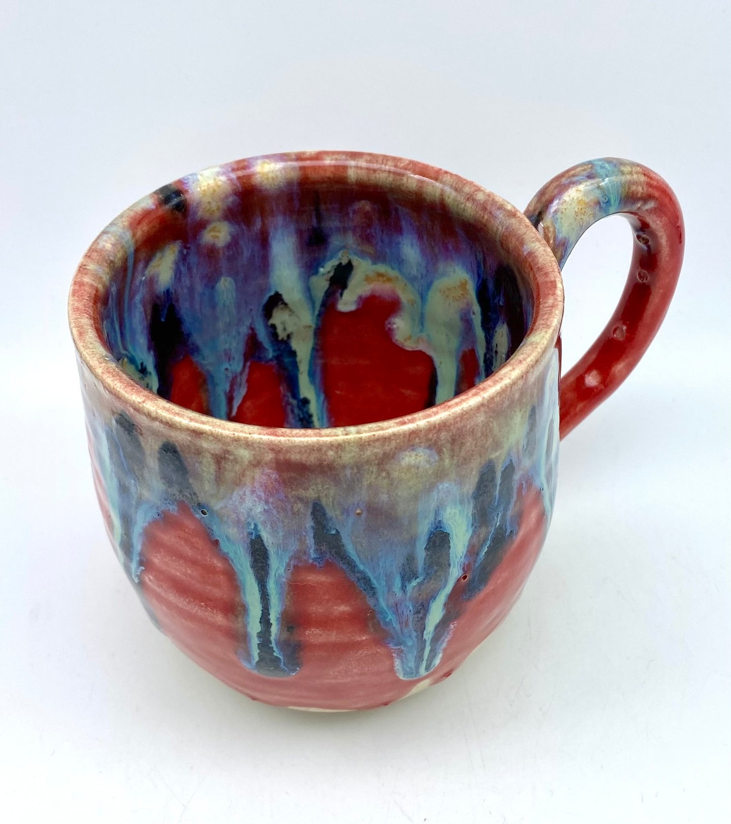 SECOND Mug in red with vibrant drips