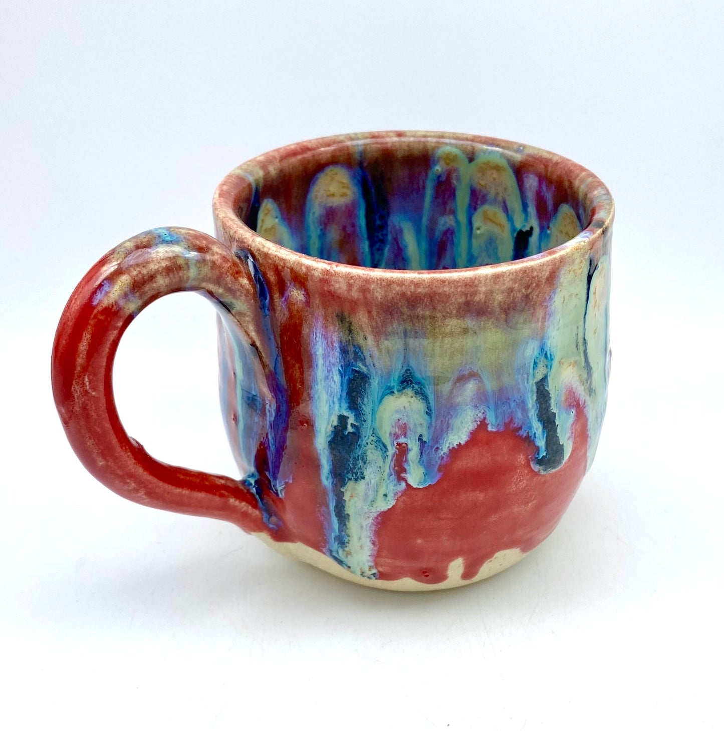 SECOND Mug in red with vibrant drips