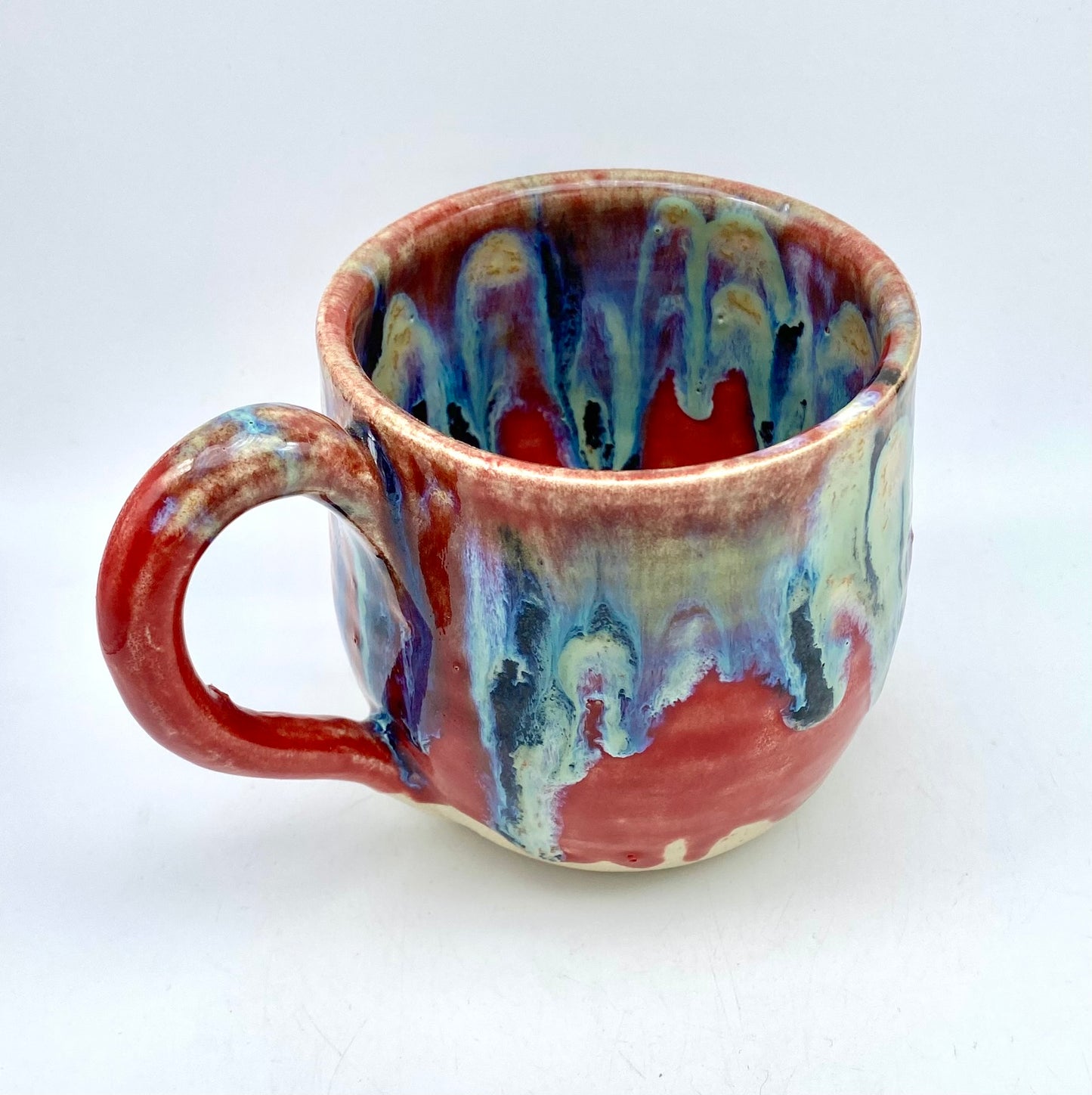 SECOND Mug in red with vibrant drips