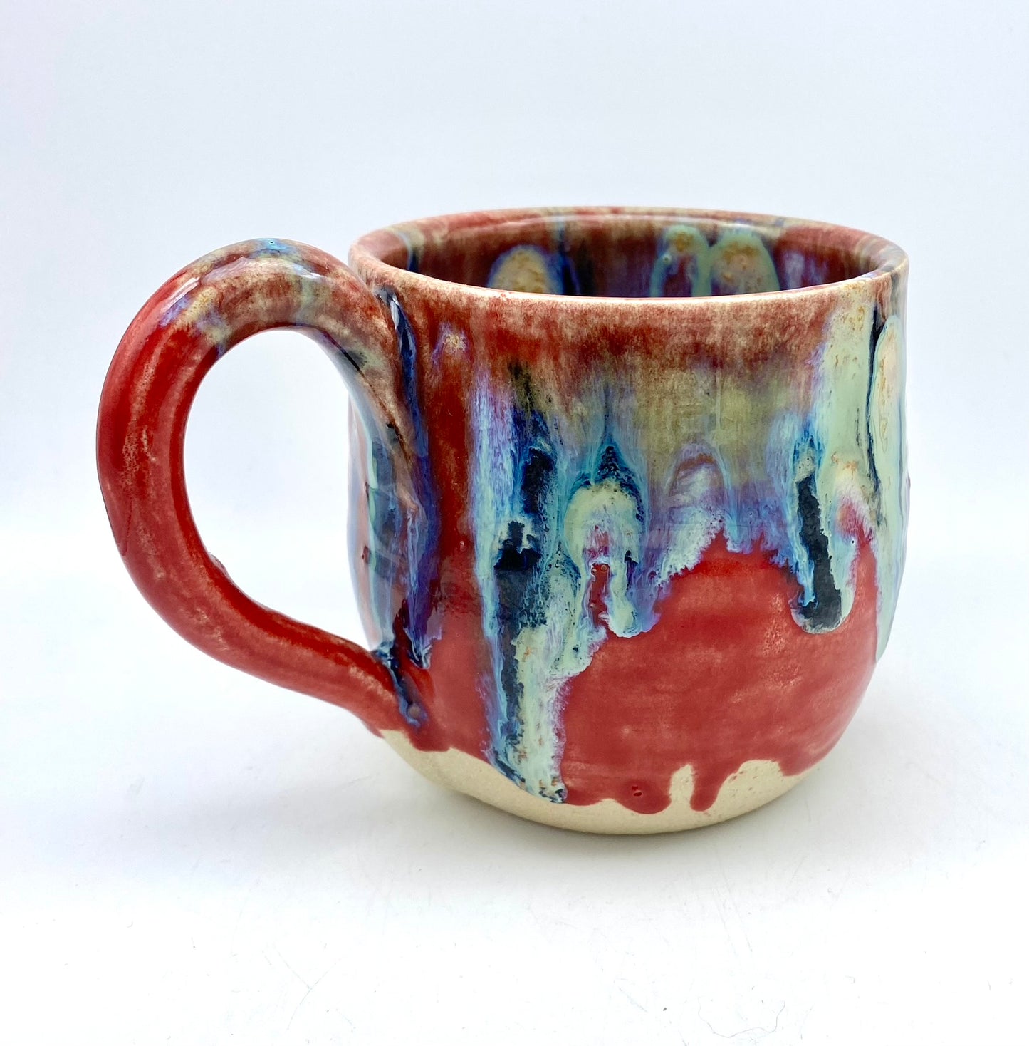 SECOND Mug in red with vibrant drips