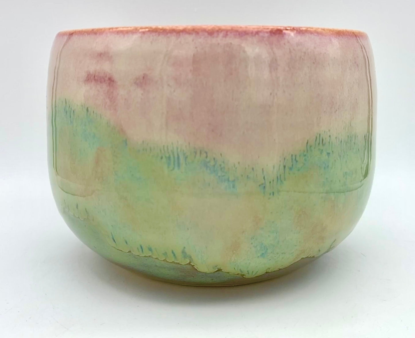 Bowl in melting pinks and greens