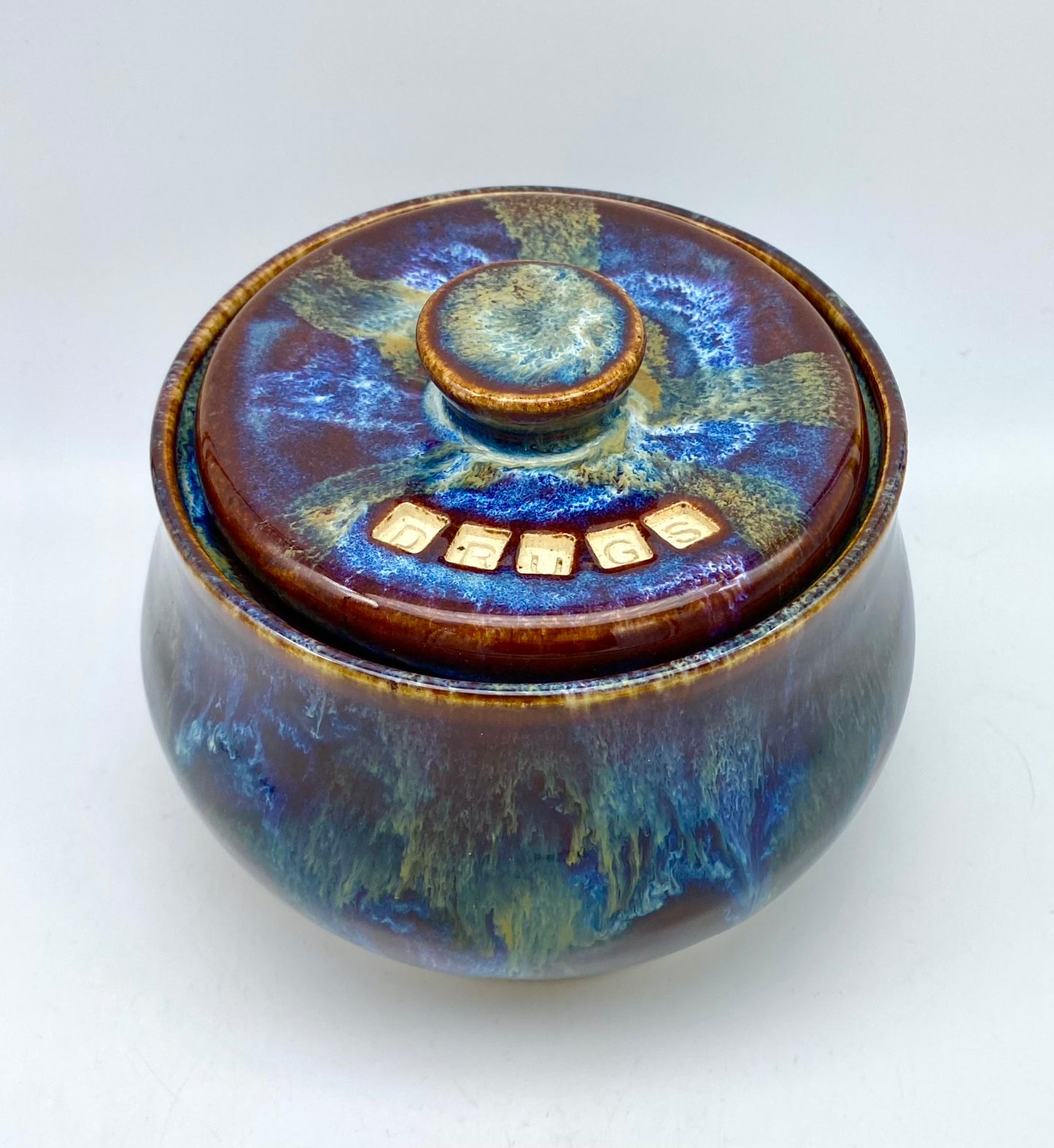 'Drugs' lidded pot - for tea, coffee, toiletries, jewellery or decorative