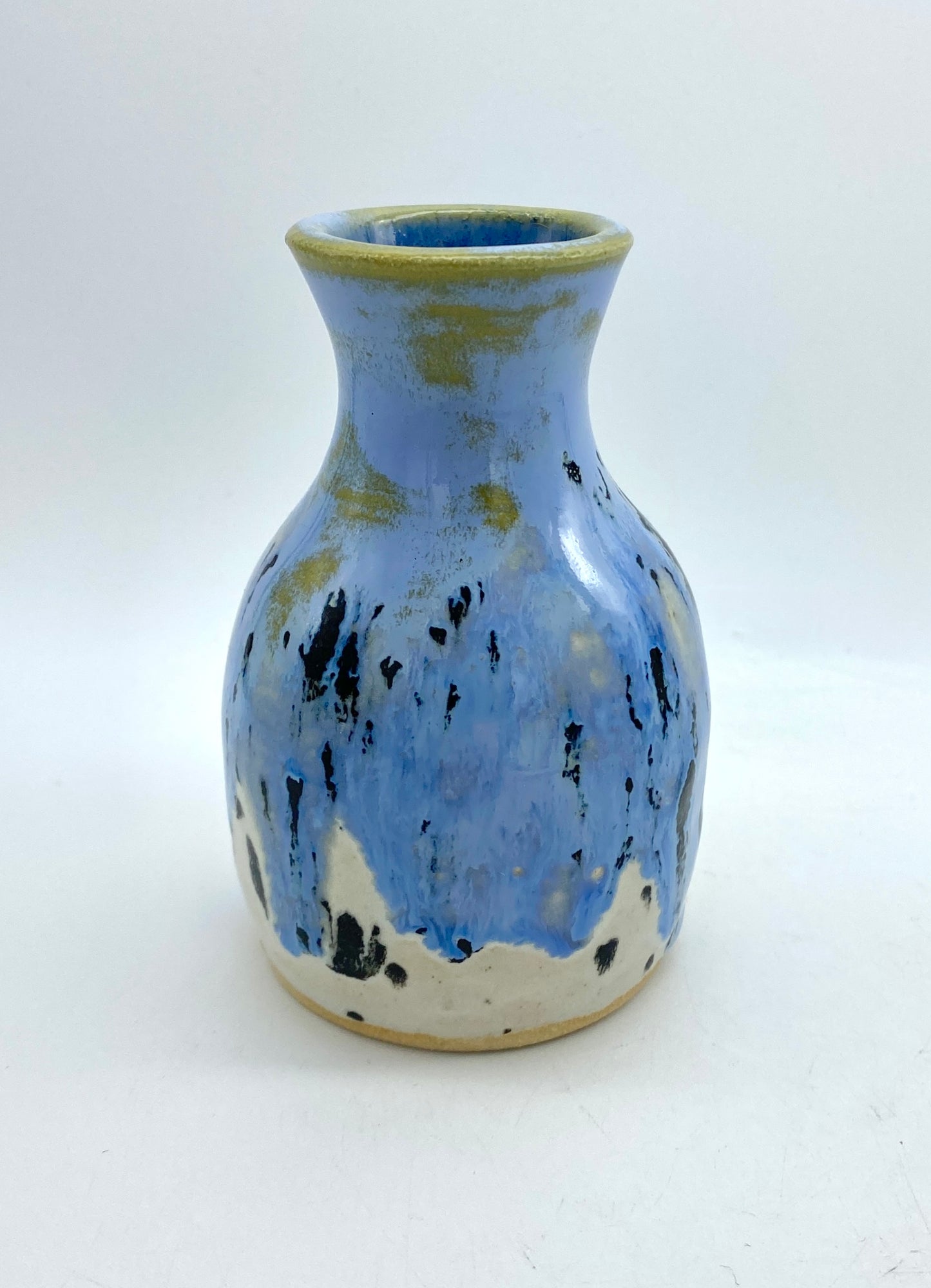 Bud vase in speckly blues and greens