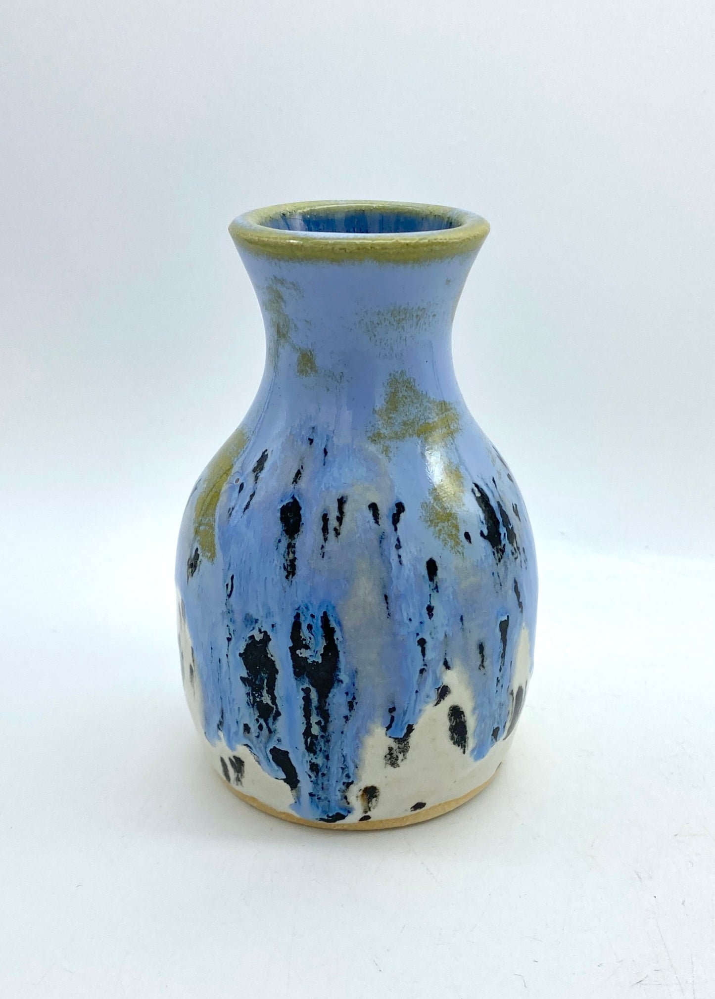 Bud vase in speckly blues and greens