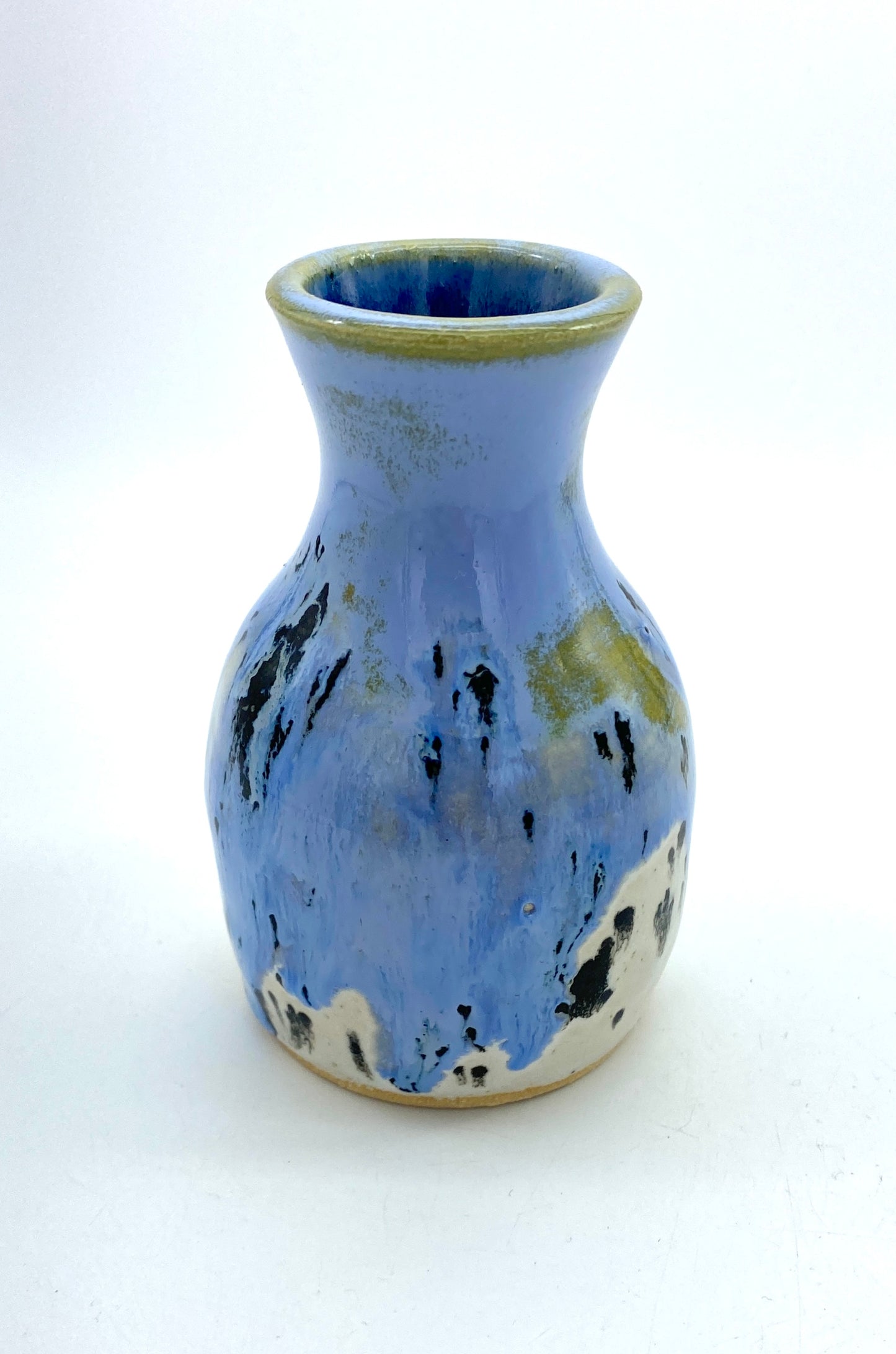 Bud vase in speckly blues and greens