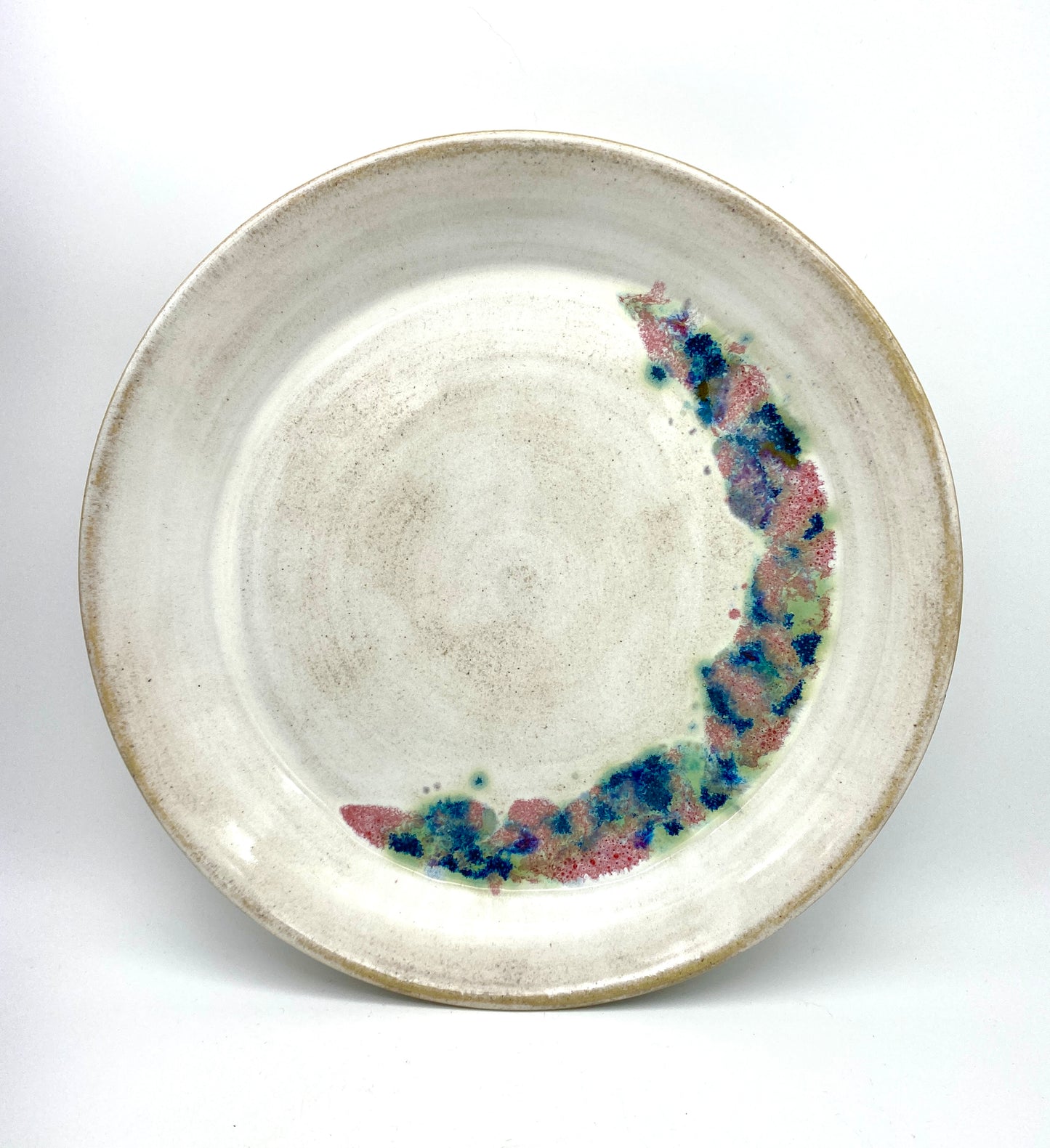 Dinner plate with fireworks glaze burst