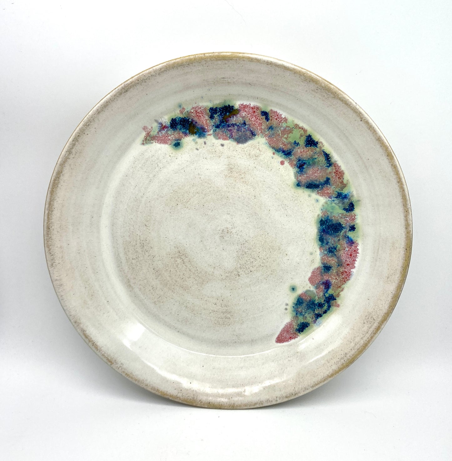 Dinner plate with fireworks glaze burst